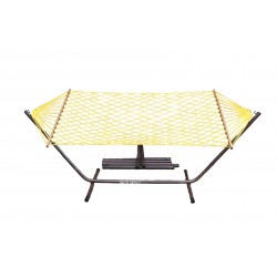 ALTINOLUK HAMAK ÇİFT KİŞİLİK PÜSKÜLLÜ HAMAK SET METAL AYAKLI (SARI)