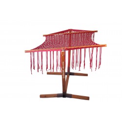 ALTINOLUK HAMAK ÇİFT KİŞİLİK PÜSKÜLLÜ HAMAK SET AHŞAP AYAKLI(KIRMIZI)