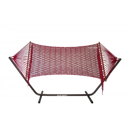 ALTINOLUK HAMAK ÇİFT KİŞİLİK PÜSKÜLLÜ HAMAK SET METAL AYAKLI (KIRMIZI) ALTINOLUK HAMAK ÇİFT KİŞİLİK PÜSKÜLLÜ HAMAK SET METAL AYAKLI (KIRMIZI)