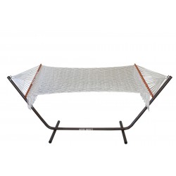 ALTINOLUK HAMAK ÇİFT KİŞİLİK PÜSKÜLLÜ HAMAK SET METAL AYAKLI (BEYAZ)