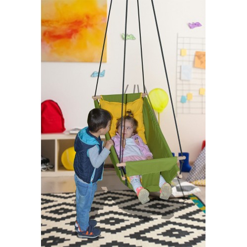 ALTINOLUK HAMAK Bebek Uyku Salıncağı Çocuk Ahşap Hamak Beşik Salıncak Minderli Yatak Seti YEŞİL