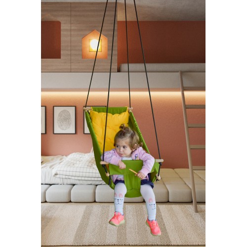 ALTINOLUK HAMAK Bebek Uyku Salıncağı Çocuk Ahşap Hamak Beşik Salıncak Minderli Yatak Seti YEŞİL