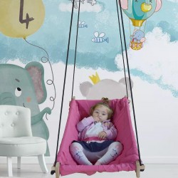 ALTINOLUK HAMAK Ahşap Hamak Bebek Hamak Beşik PEMBE