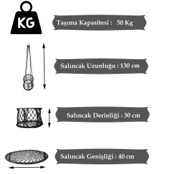 ALTINOLUK HAMAK 40'LIK ÇOCUK SALINCAĞI (LACİVERT) BEYAZ MİNDERLİ